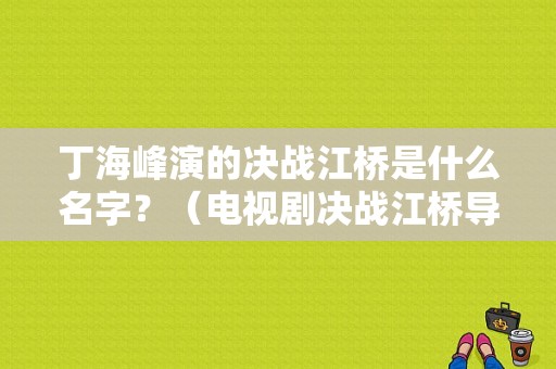 丁海峰演的决战江桥是什么名字？（电视剧决战江桥导演）