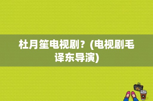 杜月笙电视剧？(电视剧毛译东导演)