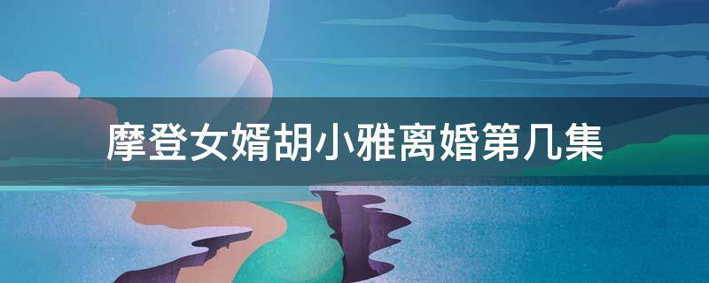 摩登女婿徐医生与胡小雅结局?小雅许先是什么电视?
