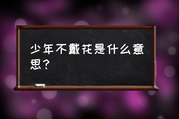 哪有少年不带花?(少年不戴花导演)