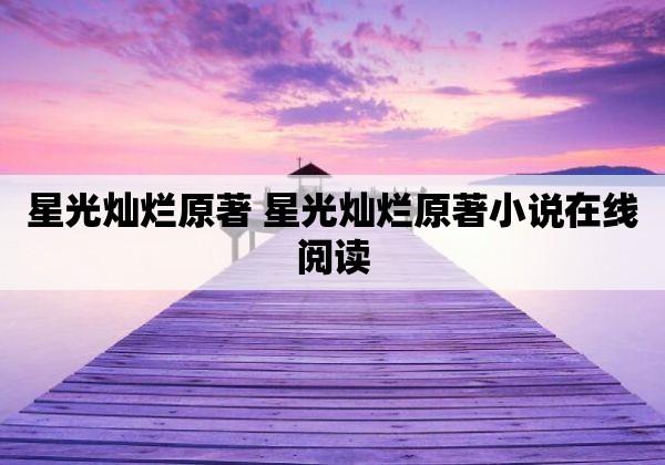 星光灿烂原著小说讲解?(星光灿烂剧情介绍全集)